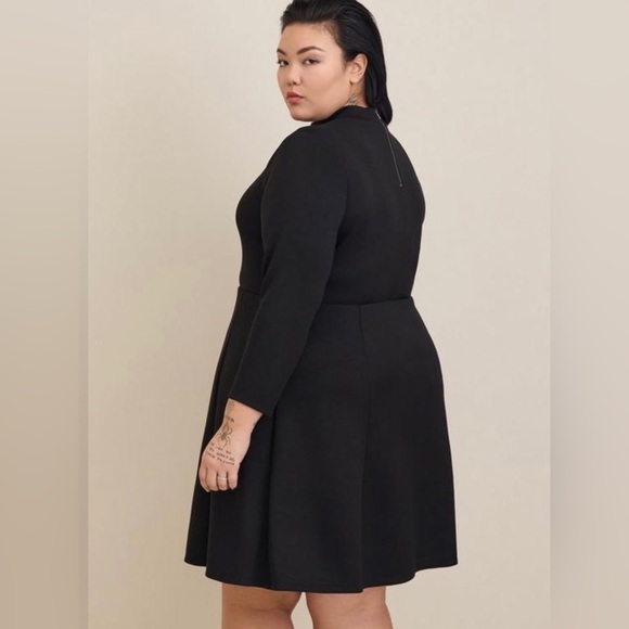 Torrid Black Mini Studio Cupro Mock Neck Dress - Picture 3 of 4